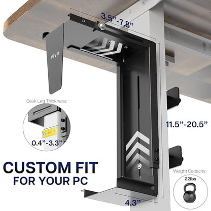 Black Clamp-on Desk Leg PC Mount, MOUNT-PC01C