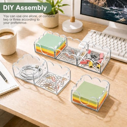 Magnetic Sticky Note Holder, 3-in-1 Clear Acrylic Desk Organizer