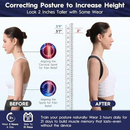 Back Brace Posture Corrector for Men - Bionic System Upper Back Support Shoulder Posture Brace for Women, Newly Adjustable Back Straightener Neck Pain Relief 004-L