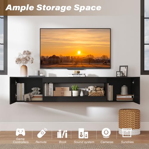 70" Floating TV Stand Wall Mounted with Storage for TVs Up to 80"