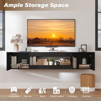 70" Floating TV Stand Wall Mounted with Storage for TVs Up to 80"