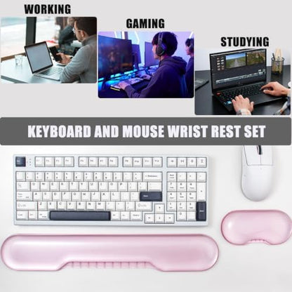 Gel Wrist Rest for Keyboard and Mouse, Pink Wrist Rest Set