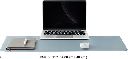 Leather Desk Mat - Non-Slip PU Desk Pad for Office and Home - Desk Organization and Accessories - Ideal for Large Mouse Pad and Desk Mats on Top of Desks (Light Blue,31.5"x 15.7")