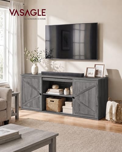 Farmhouse TV Stand for 65'' TV, Media Console, Sliding Barn Doors