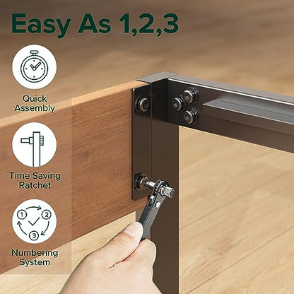 Olivia Metal and Wood Platform Bed Frame / No Box Spring Needed / Wood Slat Support / Easy Assembly, Full