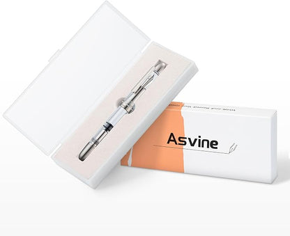 Asvine P36 Titanium Fountain Pen Piston Filling, Iridium Medium Nib Clear Transparent Acrylic Smooth Writing Pen Case Set