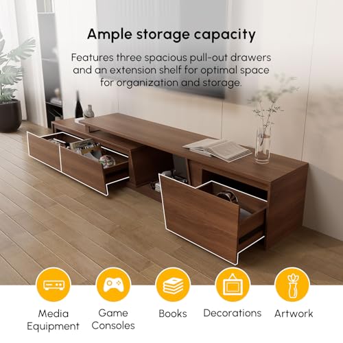 Extendable TV Stand, Walnut Media Console