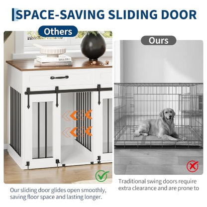 71'' Large Dog Crate for 2 Dogs,Dog Crate with 3 Drawer