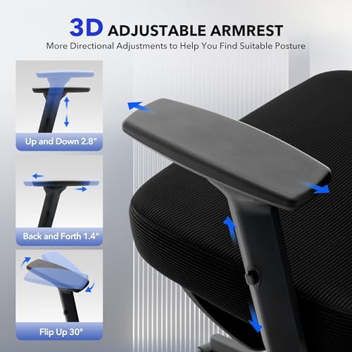Ergonomic Office Chair Mesh – Adjustable Lumbar 3D Armrests High-Back Desk