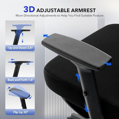Ergonomic Office Chair Mesh – Adjustable Lumbar 3D Armrests High-Back Desk