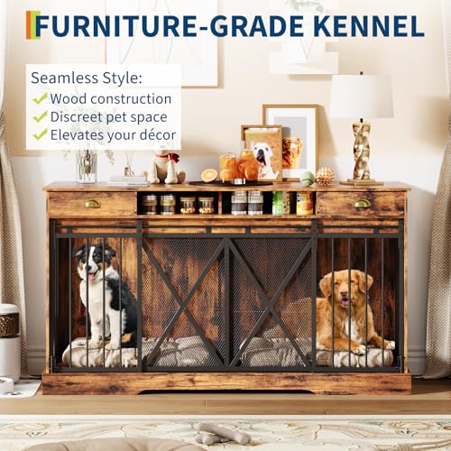 63'' Double Dog Crate with Removable Divider