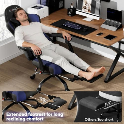 Czlolo Fabric Big and Tall Gaming Chair with Extended Footrest