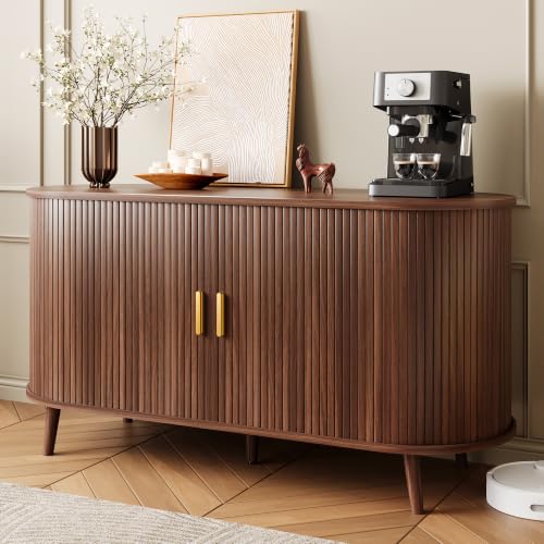 55" Fluted Sideboard Buffet Cabinet with Storage & Sliding Door