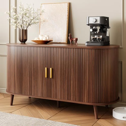 55" Fluted Sideboard Buffet Cabinet with Storage & Sliding Door