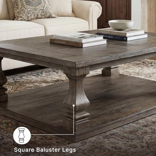 Signature Design by Ashley Large Farmhouse Coffee Table, Weathered Gray
