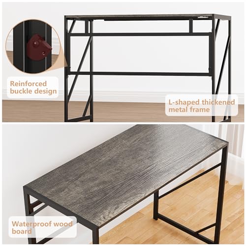 Folding Desk Writing Computer Desk for Home Office No-Assembly