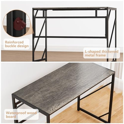 Folding Desk Writing Computer Desk for Home Office No-Assembly
