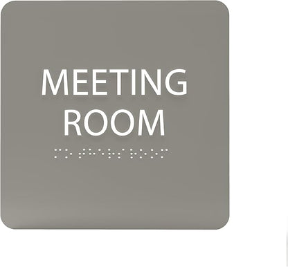 ADA CENTRAL SIGNS - 6" X6" Meeting Room Sign - ADA Compliant Tactile Graphics Grade 2 Braille Text Acrylic Wall Sign - Privacy Interview Room Name Door Sign for Schools Hospitals Offices & Apartments