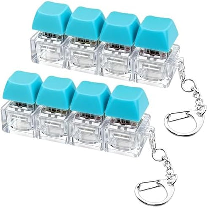 2 Pcs Keyboard Fidget Toy, Keyboard Fidget Keychain 4-in-1 Keyboard Decompression Button Finger Clicker Toys, Button Stress Relief Fidget Gifts for Adult to Relief Stress (Blue)