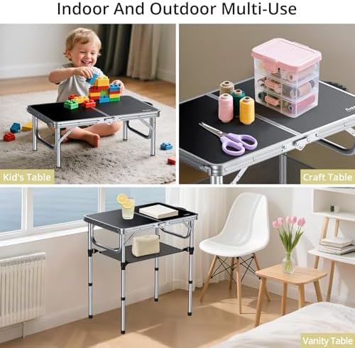 Anbte 2ft Folding Camping Table, 23"x 16" Small Folding Table Portable