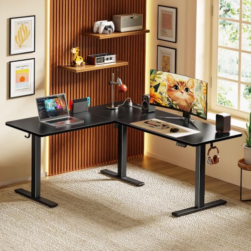 63 x 55 Inch L Shaped Standing Desk with Power Outlets