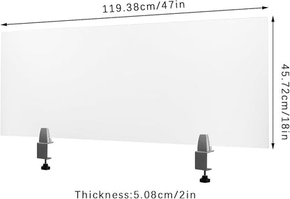 Desk Divider for Students and Desk Privacy Panel, Frosted Acrylic Plexiglass Shield with Clamps for Offices Schools Call Centers, Ideal Cubicle Light Shield - 47”L X18”W