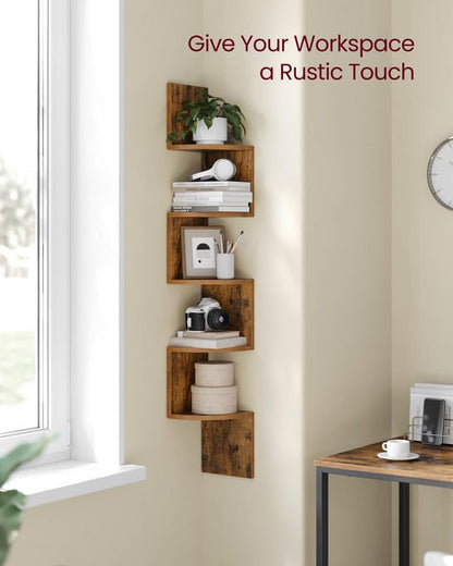 Corner Shelf Wall Mount, 5-Tier Floating Corner Bookshelf