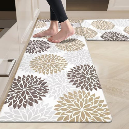 HEBE Anti Fatigue Kitchen Rugs Set of 2, Cushioned Kitchen Mats for Floor