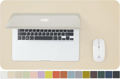 Leather Desk Mat - Small Non-Slip PU Desk Pad for Office and Home - Desk Organization and Accessories - Ideal for Large Mouse Pad and Small Desk Mats on Top of Desks (Beige,23.6"x 13.8")