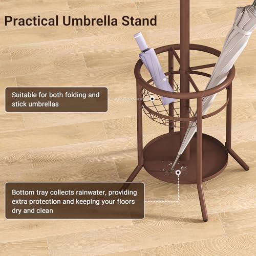 Coat Rack Freestanding, Metal Coat Rack with Umbrella Holder