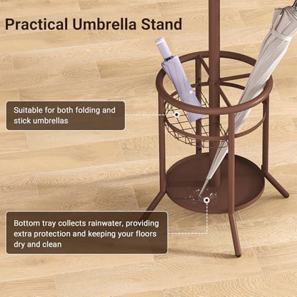 Coat Rack Freestanding, Metal Coat Rack with Umbrella Holder