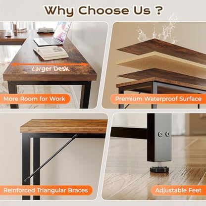 63 Inch L Shaped Desk with 0.95 Inch Thicker Desktop