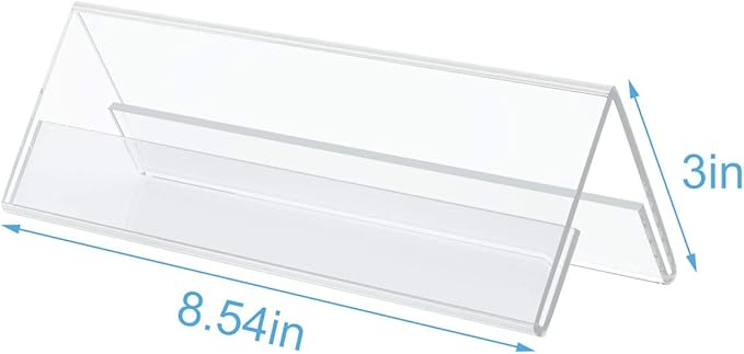 Acrylic 12 Pack Name Plates for Desks, AITEE 3x8.5 Clear Tent Name Plate Display for Office Conference, Reusable Name Tent Holder for Business Training Event