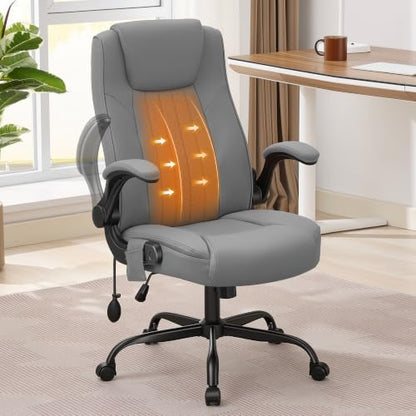 Office Chair, Ergonomic Executive Desk Chair Inflatable Lumbar Support High Back Computer Desk Chair Thick Cushion, Flip-Up Arms and Ergonomic Back Comfy Executive Office Chair for Home Office Gaming