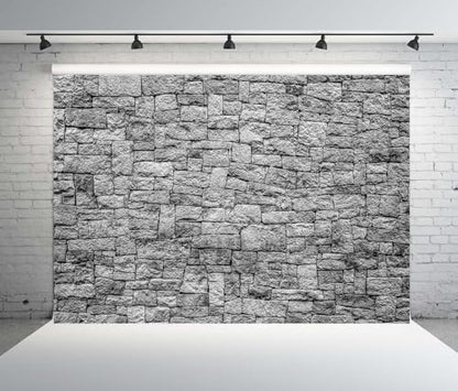 BELECO 6x6ft Fabric Dark Brick Stone Wall Backdrop Gray Rock Stones Texture Old Wall Background Medieval Castle Wall Party Decorations Banner Knight Party Supplies Photoshoot Props - size: 6x6FT