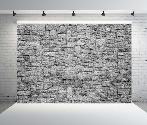 BELECO 17x10ft Fabric Dark Brick Stone Wall Backdrop Gray Rock Stones Texture Old Wall Background Medieval Castle Wall Party Decorations Banner Knight Party Supplies Photoshoot Props - size: 17x10ft