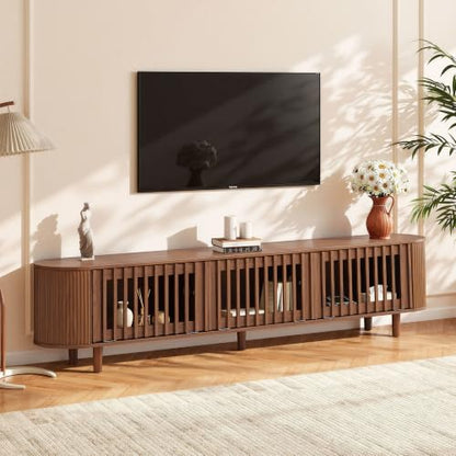 71''Fluted Floating TV Stand Wall Mounted for 65-80 Inch TV-Walnut