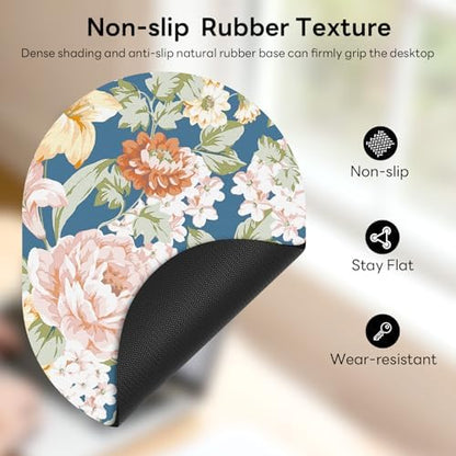 Oval Mouse Pad 6x8in Non-Slip for Laptop,Floral