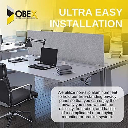 OBEX Free Standing Desk PET Privacy Screen, Table Top Home & Office Furniture Partitions and Dividers, Portable Workstation Freestanding Panels, 24" x 36" Stone
