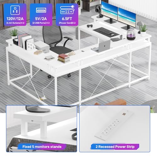 U Shaped Computer Desk 79 Inch Reversible l Shaped Gaming Desk