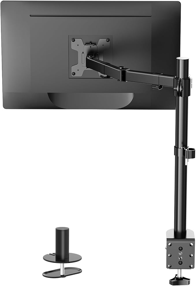 WALI Single Monitor Mount, Single Monitor Arm Desk Mount,Desk Monitors Stand, Holds Screen Up to 32inch, 22lbs, Adjustable Mount with C-CLAMP Designed for Home Office Application(M001), Black