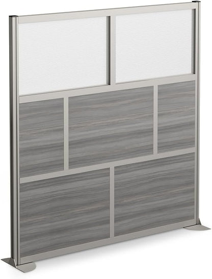NBF Office Partition Room Divider - 76" H x 72" W Gray, Large Privacy Screen, Portable Partition Wall, Free Standing Office Divider