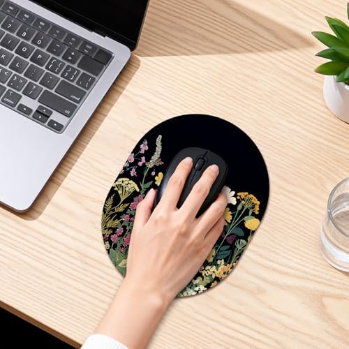 Oval Mouse Pad 6x8in Non-Slip for Laptop,Wildflowers