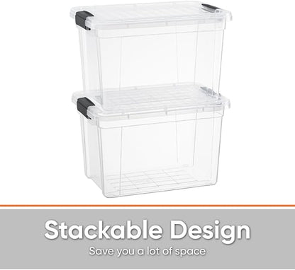 Superio Storage Bins with Lids- 2 Pack, 2.5 Qt Clear Boxes for Organizing, Stackable Plastic Containers- BPA Free, Non-Toxic, Odor Free, Organizer for Home, Office, Dorm