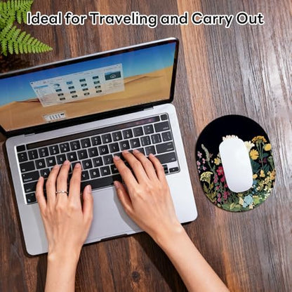 Oval Mouse Pad 6x8in Non-Slip for Laptop,Wildflowers