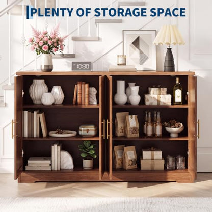 55.5” Fluted Sideboard Buffet Cabinet with 4 Doors