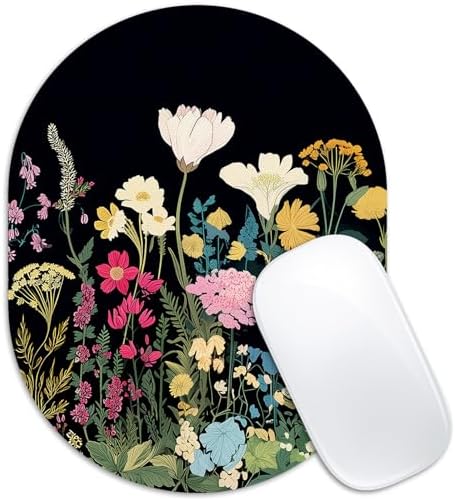 Oval Mouse Pad 6x8in Non-Slip for Laptop,Wildflowers