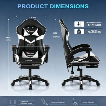 Small Gaming Chair, Home Office Desk Seat with Lumbar Support & Footrest