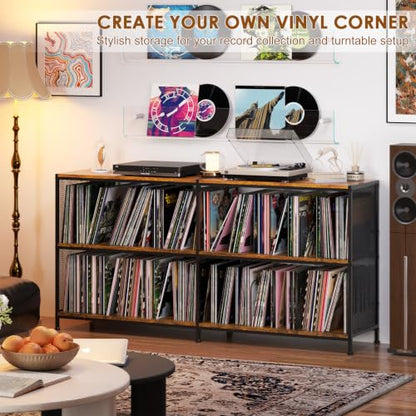 59.2" Record Player Stand with Vinyl Record Storage, Hold 700+ Records