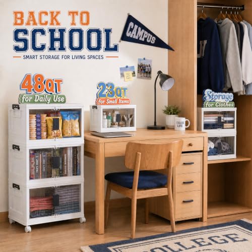 23QT Storage Bins with Lids for Closet, Office, Dorm, 3 Pack